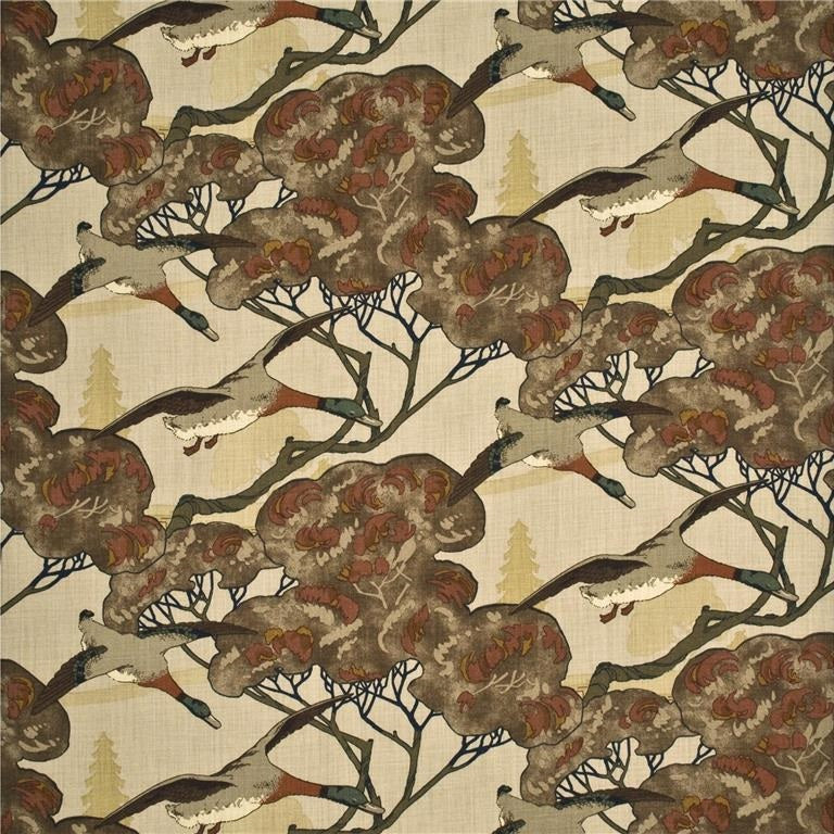 Mulberry Fabric FD205.K47 Flying Ducks Stone/Brown