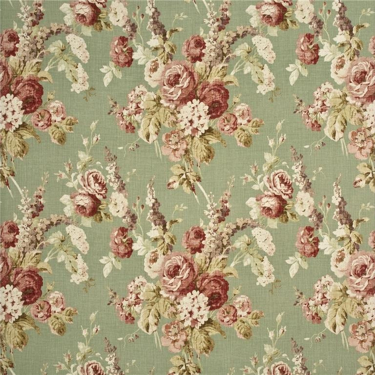 Mulberry Fabric FD264.S38 Vintage Floral Coral/Sage