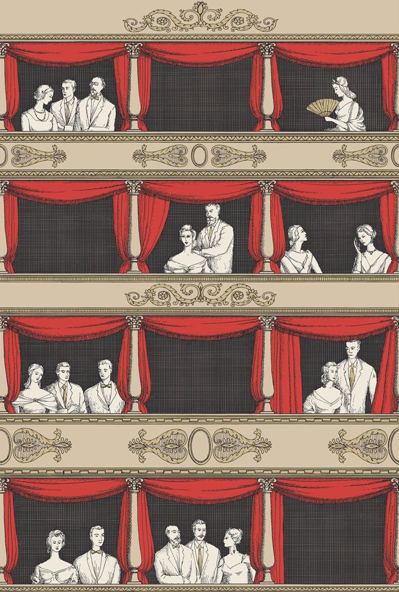 Cole & Son Wallpaper 114/18037.CS Teatro Linen/Rouge