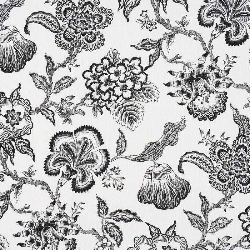 Schumacher Fabric 181482 Hothouse Flowers Silhouette Black & White
