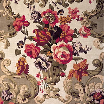 Mulberry Fabric FD101/523.N101 Floral Rococo Taupe