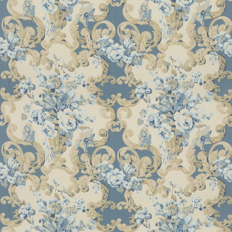 Mulberry Fabric FD2011.H101 Floral Rococo Blue