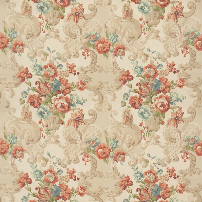 Mulberry Fabric FD2011.V117 Floral Rococo Red/Green
