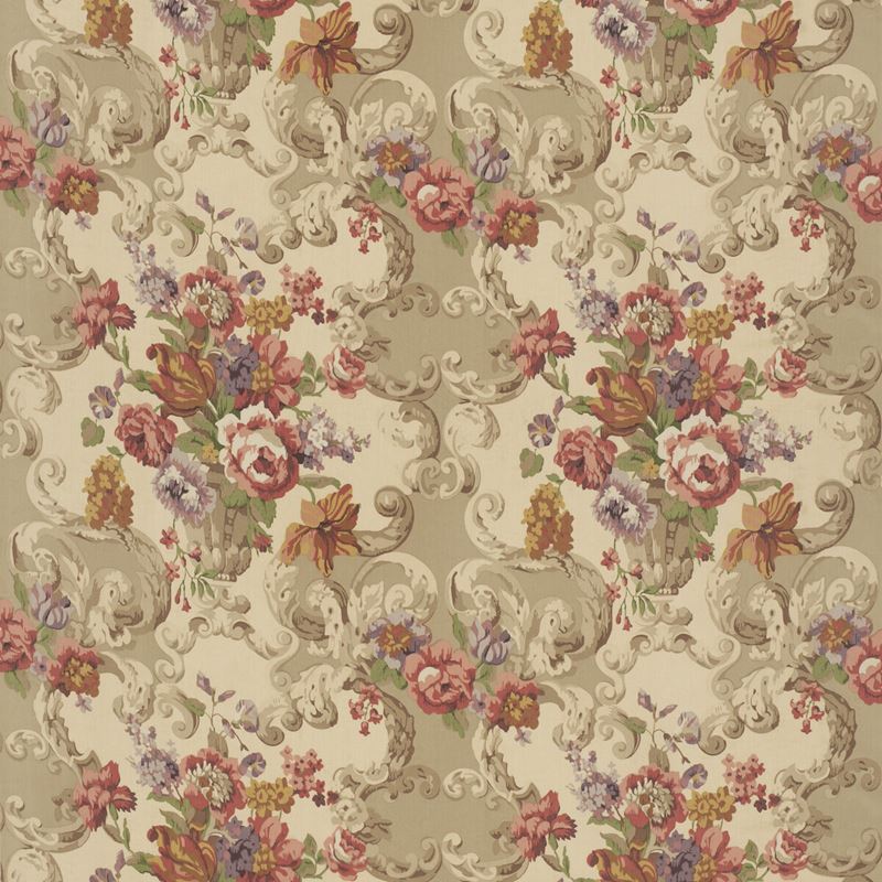 Mulberry Fabric FD2011.V54 Floral Rococo Red/Plum