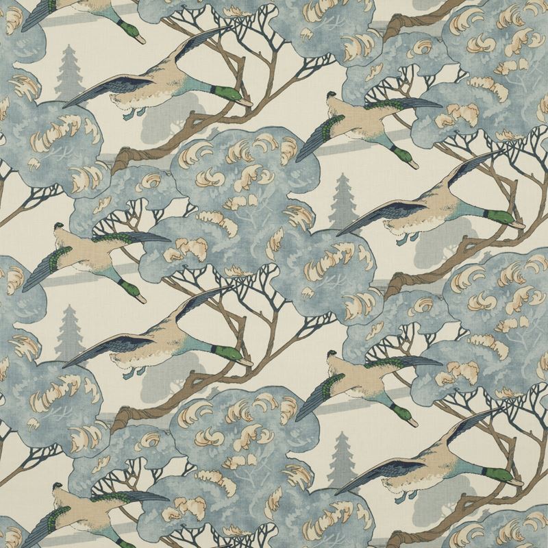 Mulberry Fabric FD205.H101 Flying Ducks Blue