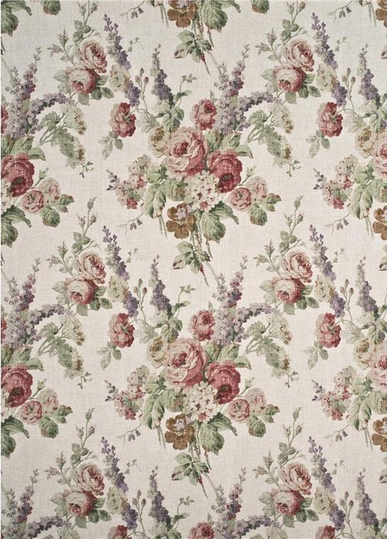 Mulberry Fabric FD264.W46 Vintage Floral Rose/Green