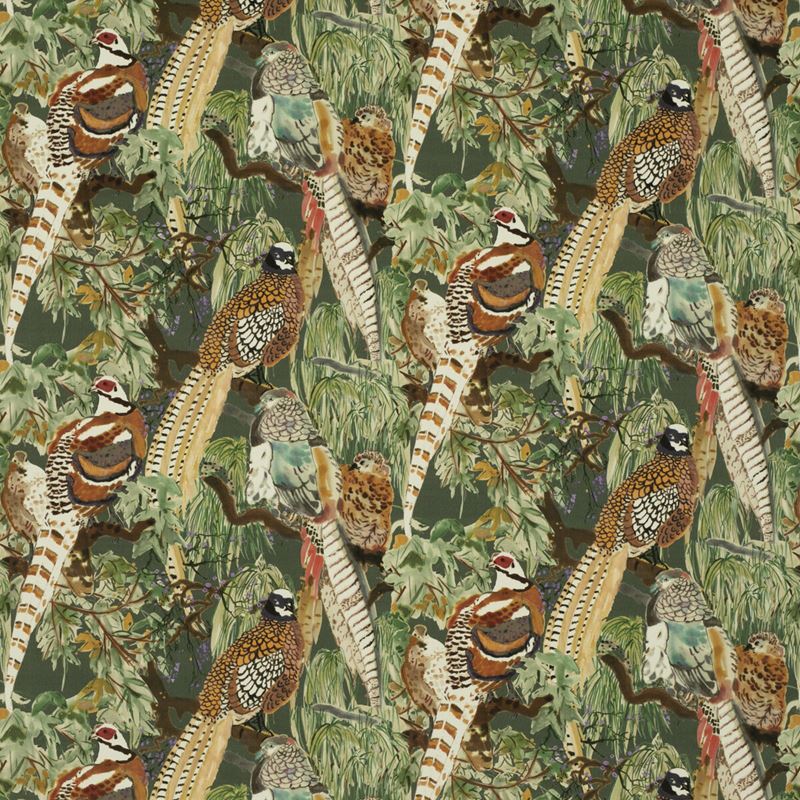 Mulberry Fabric FD268.R102 Game Birds Velvet Forest
