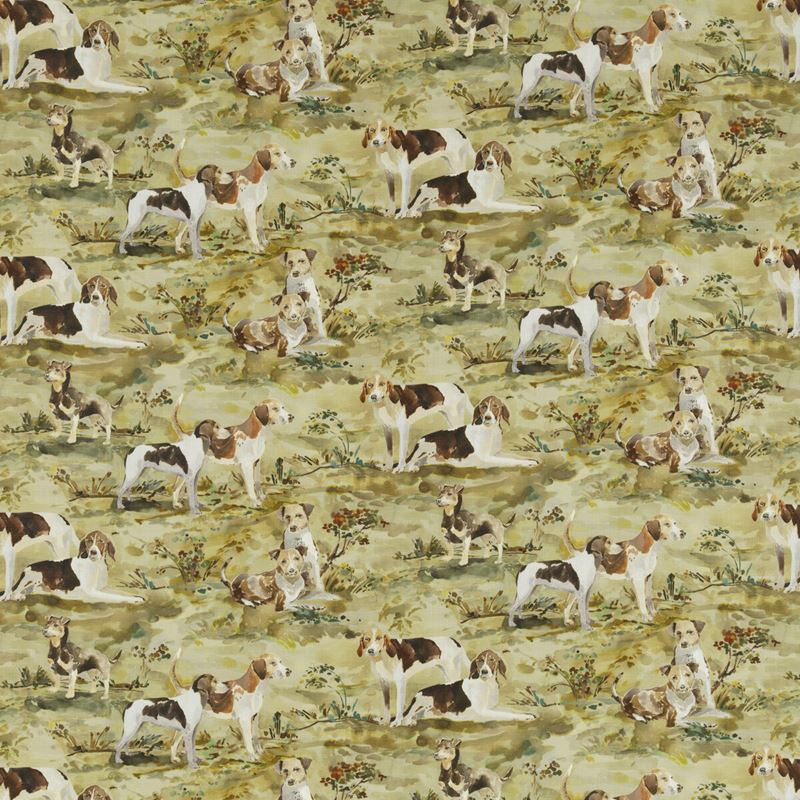 Mulberry Fabric FD296.Y101 Mulberry Hounds Linen Multi