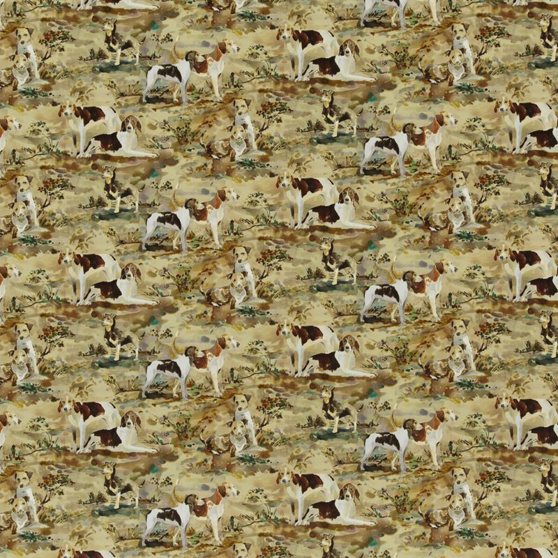Mulberry Fabric FD297.Y101 Mulberry Hounds Velvet Multi