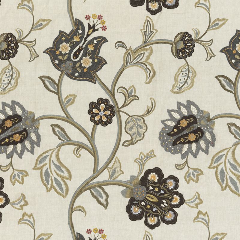 Mulberry Fabric FD763.A15 Floral Fantasy Woodsmoke