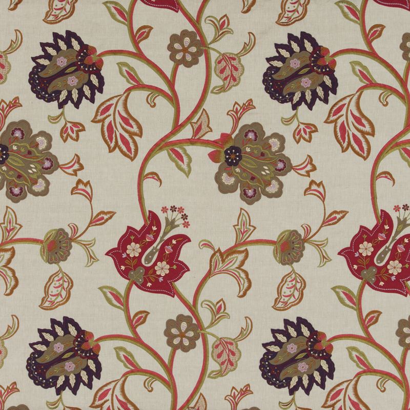 Mulberry Fabric FD763.V54 Floral Fantasy Red/Plum