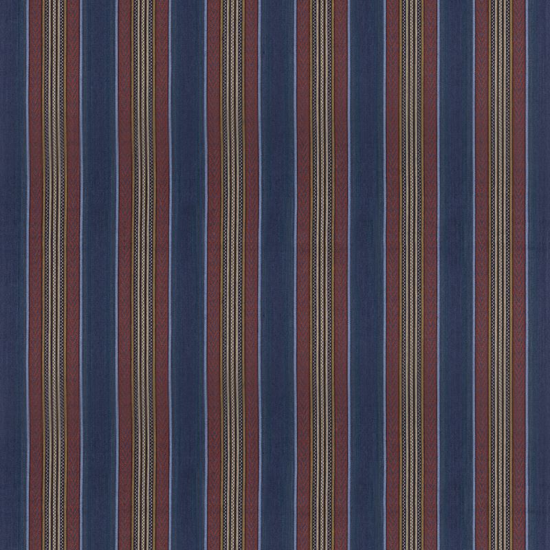 Mulberry Fabric FD827.G103 Westerly Stripe Indigo/Red