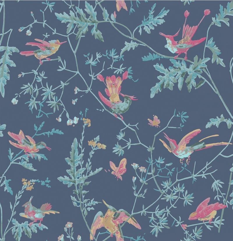 Cole & Son Wallpaper 100/14068.CS Hummingbirds Indigo Multi-Colour