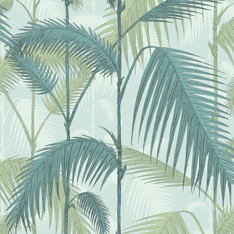 Cole & Son Wallpaper 112/1001.CS Palm Jungle Print Room Blue/Mint