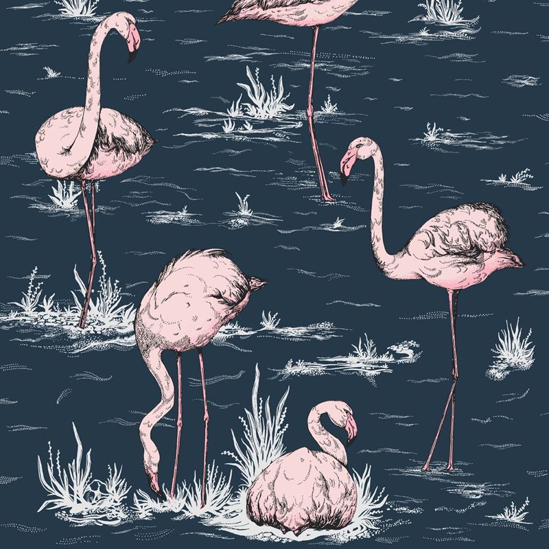 Cole & Son Wallpaper 112/11041.CS Flamingos Ink/Plaster Pink