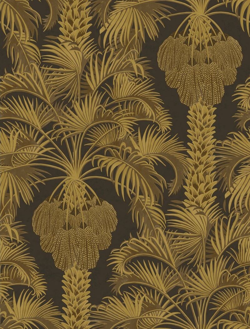 Cole & Son Wallpaper 113/1001.CS Hollywood Palm Charcoal & Gold