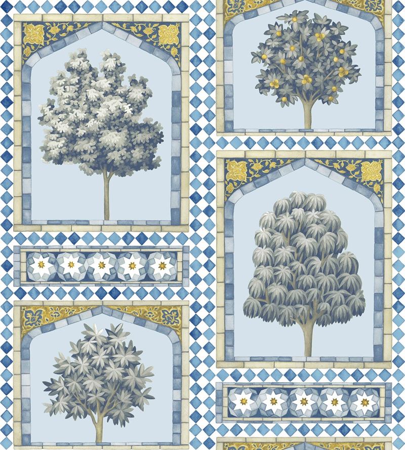 Cole & Son Wallpaper 113/10029.CS Sultan's Palace China Blue & Ochre