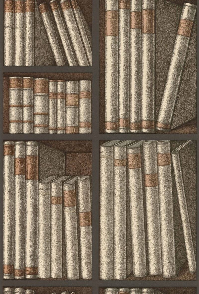 Cole & Son Wallpaper 114/15030.CS Ex Libris Oat/Charcoal