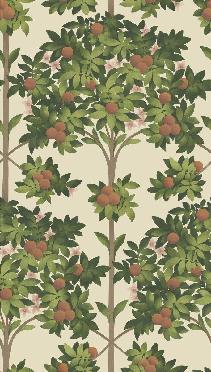 Cole & Son Wallpaper 117/1001.CS Orange Blossom Orange & Spring Green/Parch