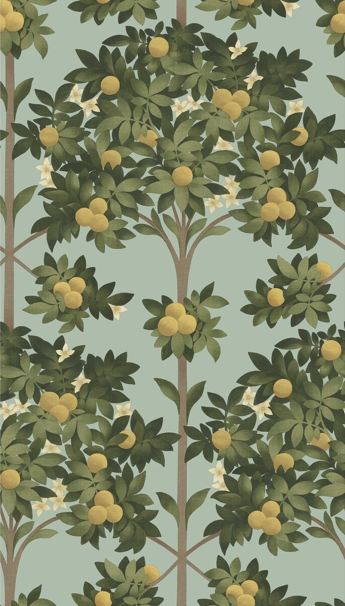 Cole & Son Wallpaper 117/1002.CS Orange Blossom Lemon/Dark Olive Grn/Duck Egg