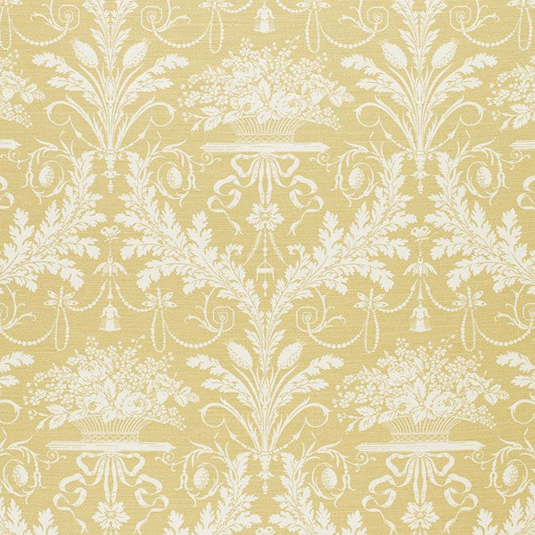 Schumacher Fabric 1178015 Clairemont Damask Yellow