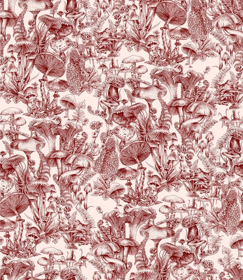 Cole & Son Wallpaper 122/1001.CS Fungi Forest Burgundy
