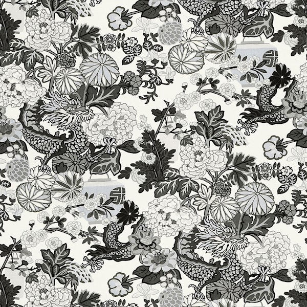 Schumacher Fabric 173276 Chiang Mai Dragon Smoke