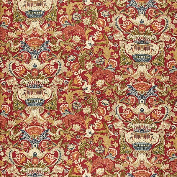 Schumacher Fabric 173621 Egerton Tapestry Print Scarlet
