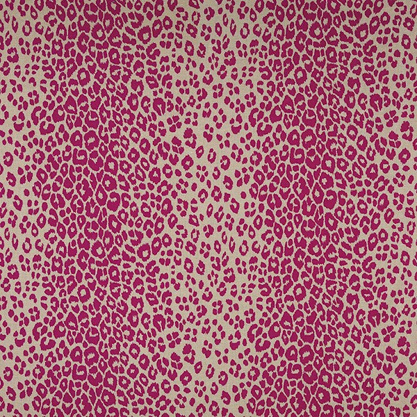 Schumacher Fabric 175723 Iconic Leopard Fuchsia Natural