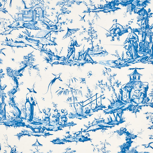 Schumacher Fabric 175804 Shengyou Toile Blue