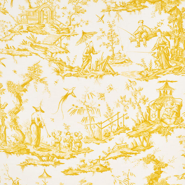 Schumacher Fabric 175805 Shengyou Toile Yellow