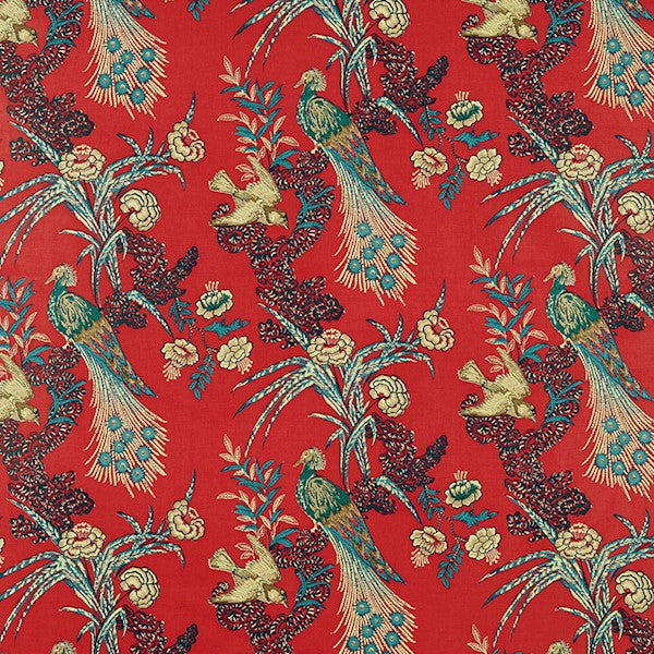 Schumacher Fabric 175910 Peacock Red