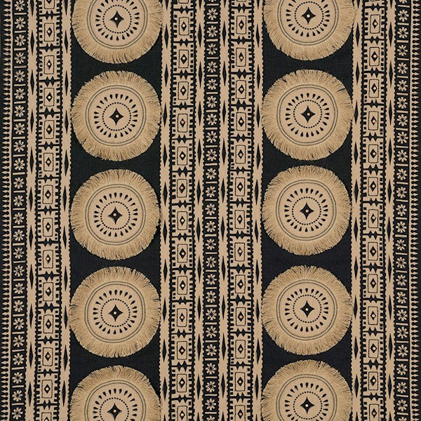 Schumacher Fabric 176000 Bora Bora Print Embellished Lava Black