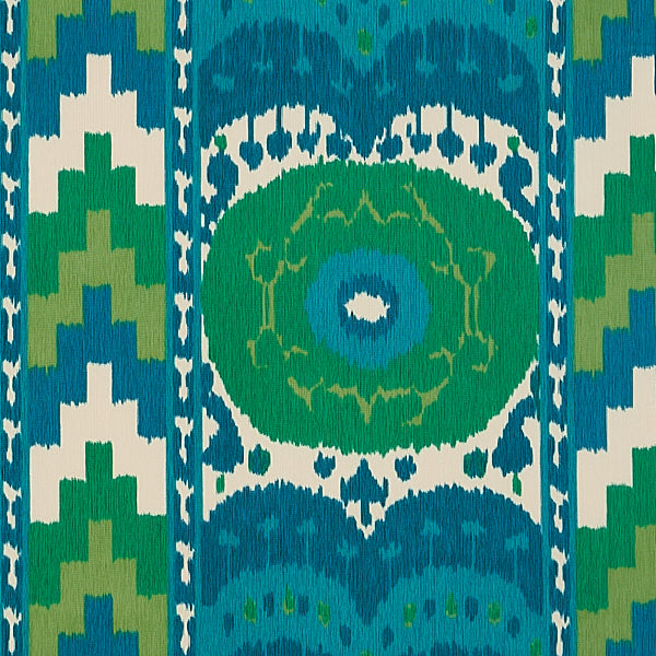 Schumacher Fabric 176064 Samarkand Ikat II Emerald