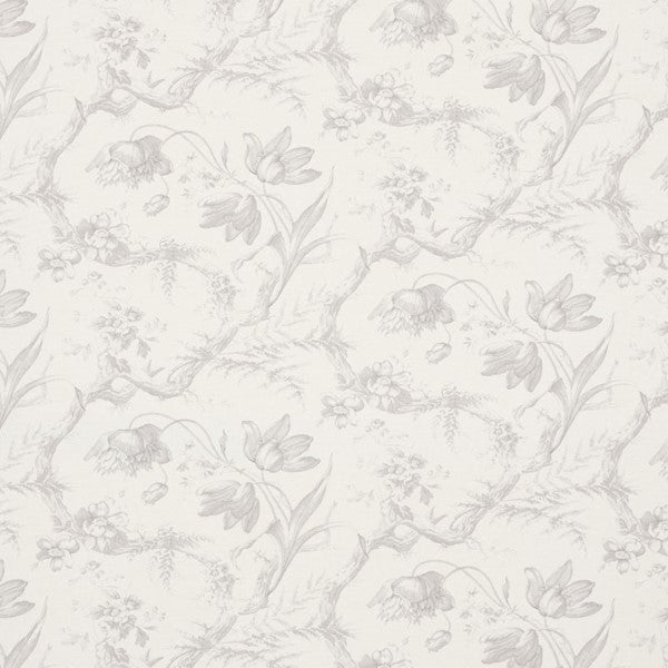 Schumacher Fabric 177401 Toile De Fleurs Grisaille