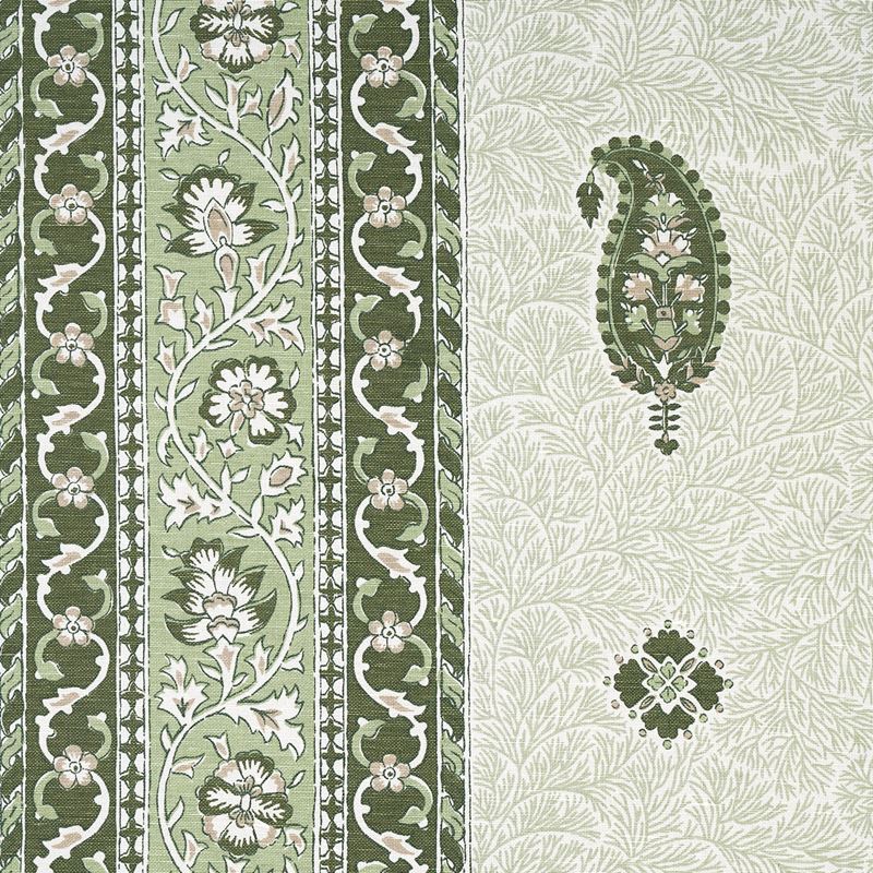 Schumacher Fabric 177614 Ojai Paisley Leaf Green