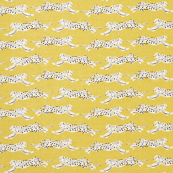 Schumacher Fabric 177740 Leaping Leopards Yellow