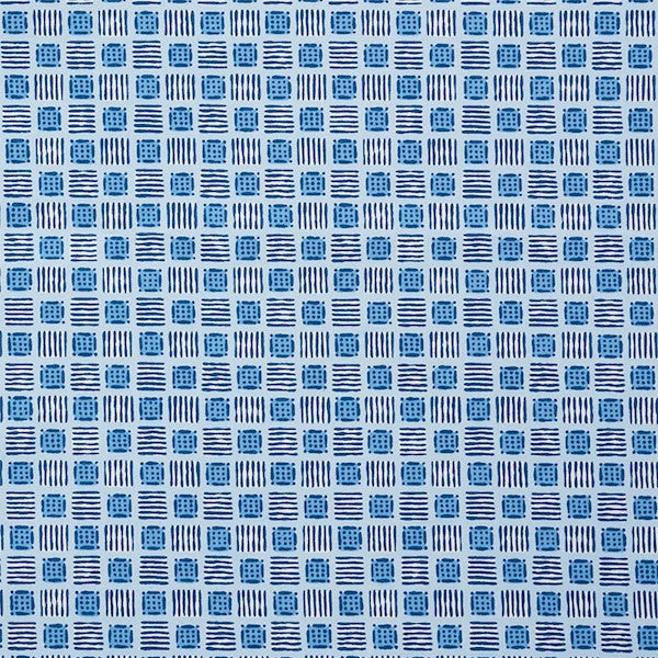 Schumacher Fabric 177863 Mottley Grid Cottage Blue