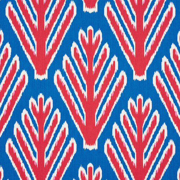 Schumacher Fabric 178561 Bodhi Tree Blue & Red
