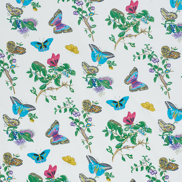 Schumacher Fabric 178721 Baudin Butterfly Chintz Turquoise