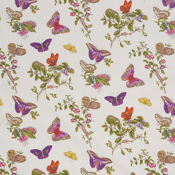 Schumacher Fabric 178722 Baudin Butterfly Chintz Purple