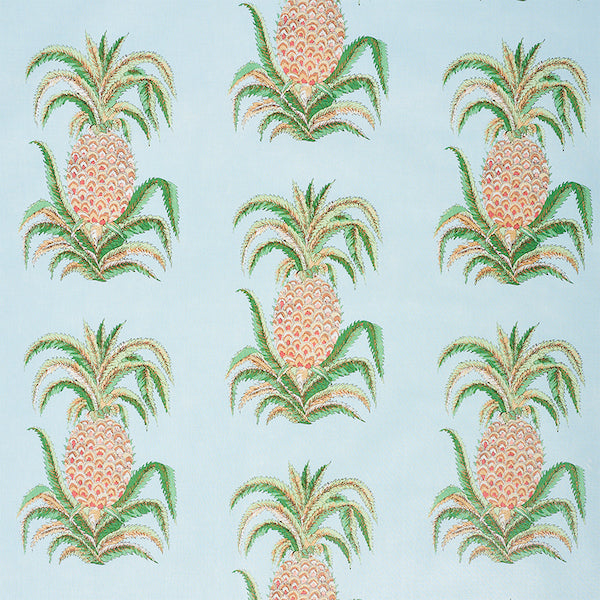 Schumacher Fabric 178801 Pineapples Chintz Sky