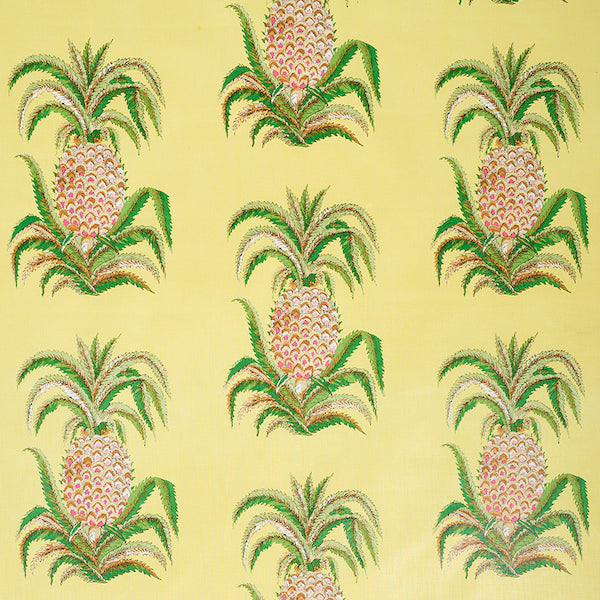 Schumacher Fabric 178803 Pineapples Chintz Yellow