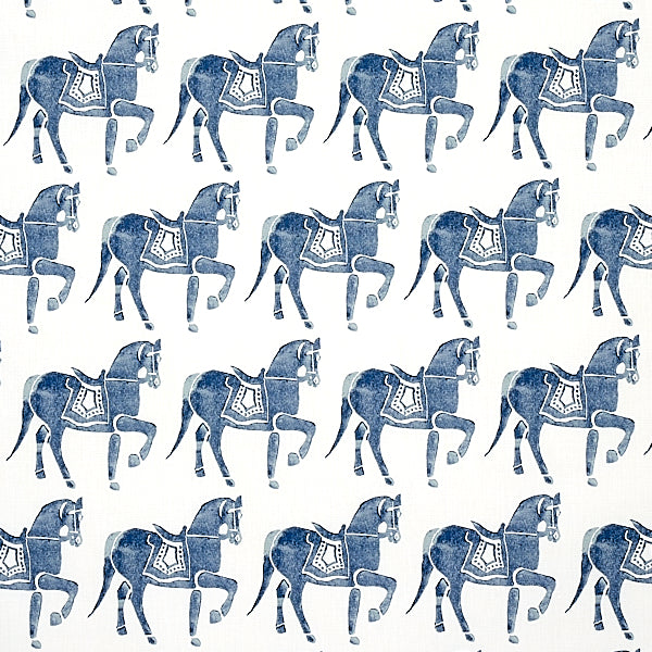 Schumacher Fabric 179130 Marwari Horse Navy