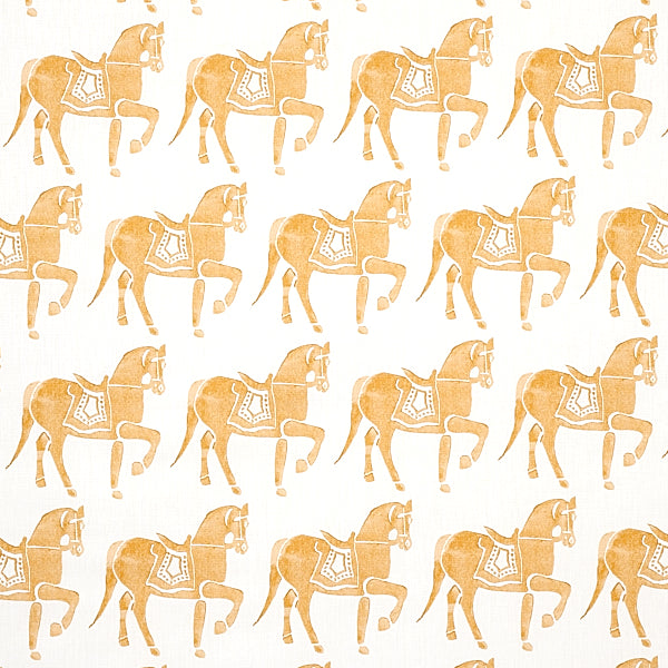 Schumacher Fabric 179131 Marwari Horse Mustard