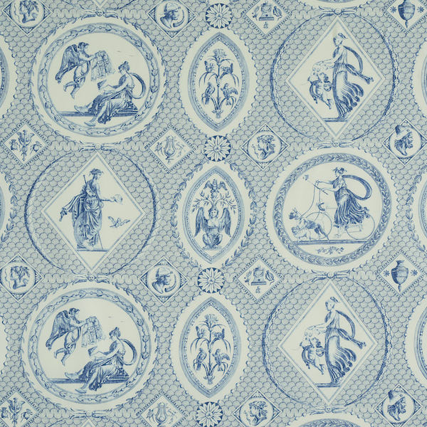 Schumacher Fabric 179560 Les Scenes Contemporaines Blue