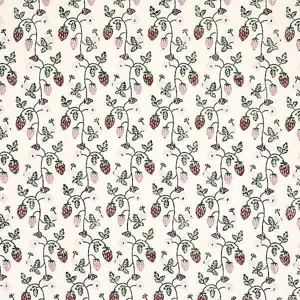 Schumacher Fabric 179780 Strawberry Hand Block Print Grass