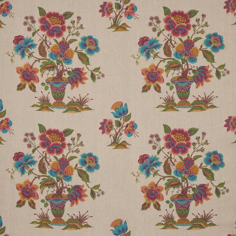Schumacher Fabric 180043 Ashford Linen Mulberry and Natural