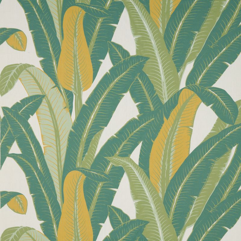 Schumacher Fabric 180200 Tropical Isle Green On Ivory