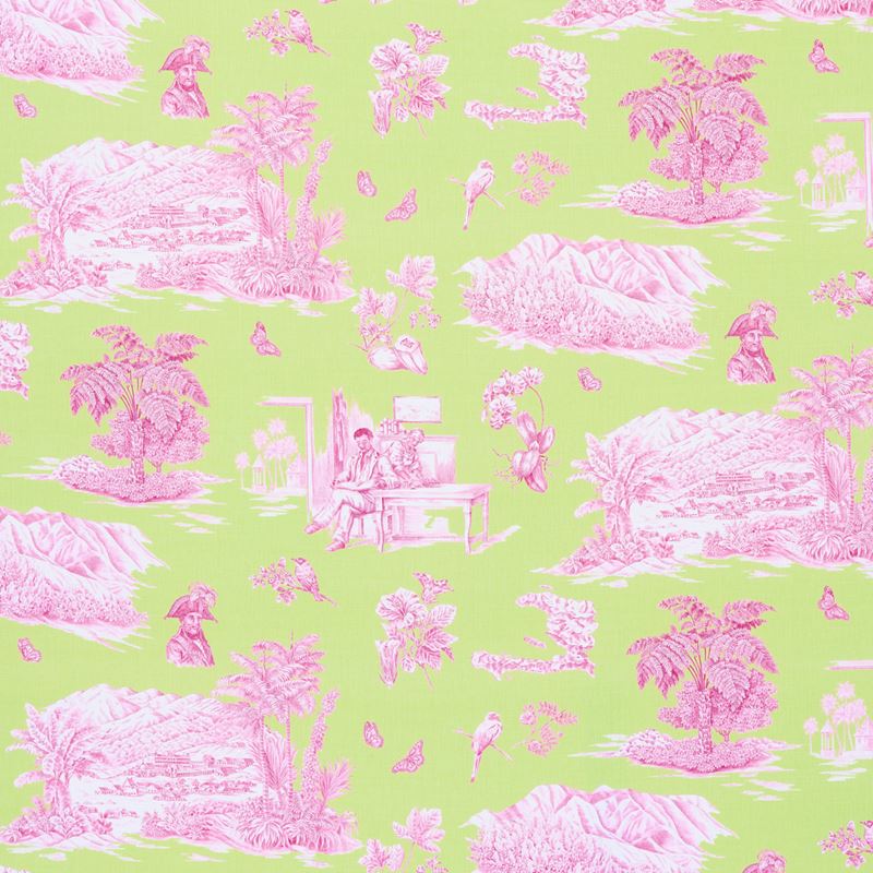 Schumacher Fabric 180271 Toussaint Toile Pink & Green